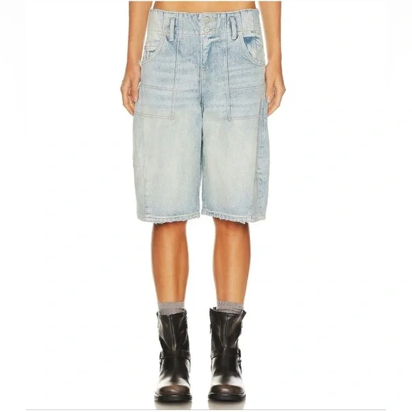 Free People We the Free Extreme Measures Barrel Shorts Lt Blue NWT - Picture 8 of 12